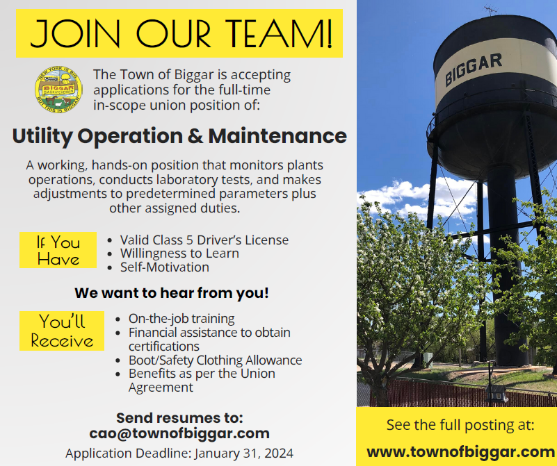 Job Vacancy - Utility  Maintenance - Water