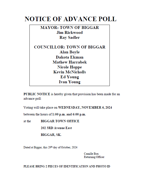 Notice of Advanced Poll